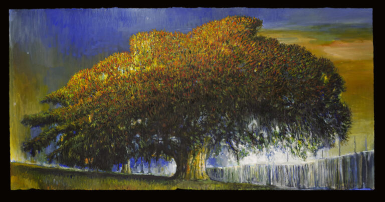 Paintings - image of a large tree at dusk